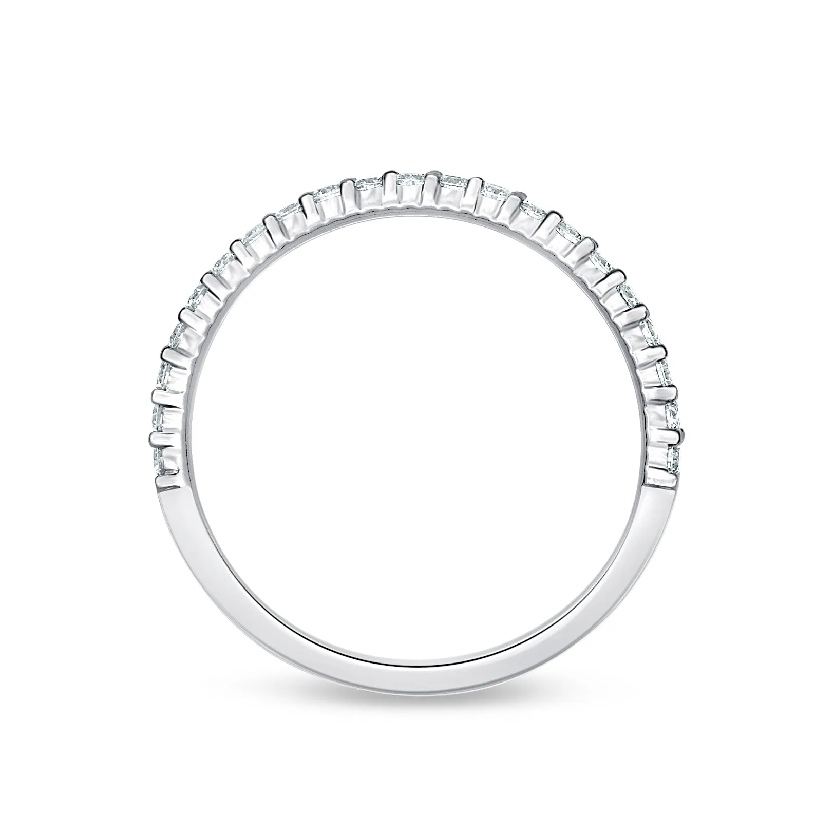 18K WHITE GOLD PETITE PRONG 21-STONE DIAMOND BAND .25CT