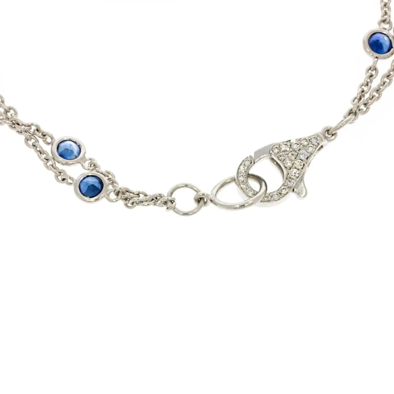 18K White Gold Sapphire & Diamond Leviev Pendant Necklace