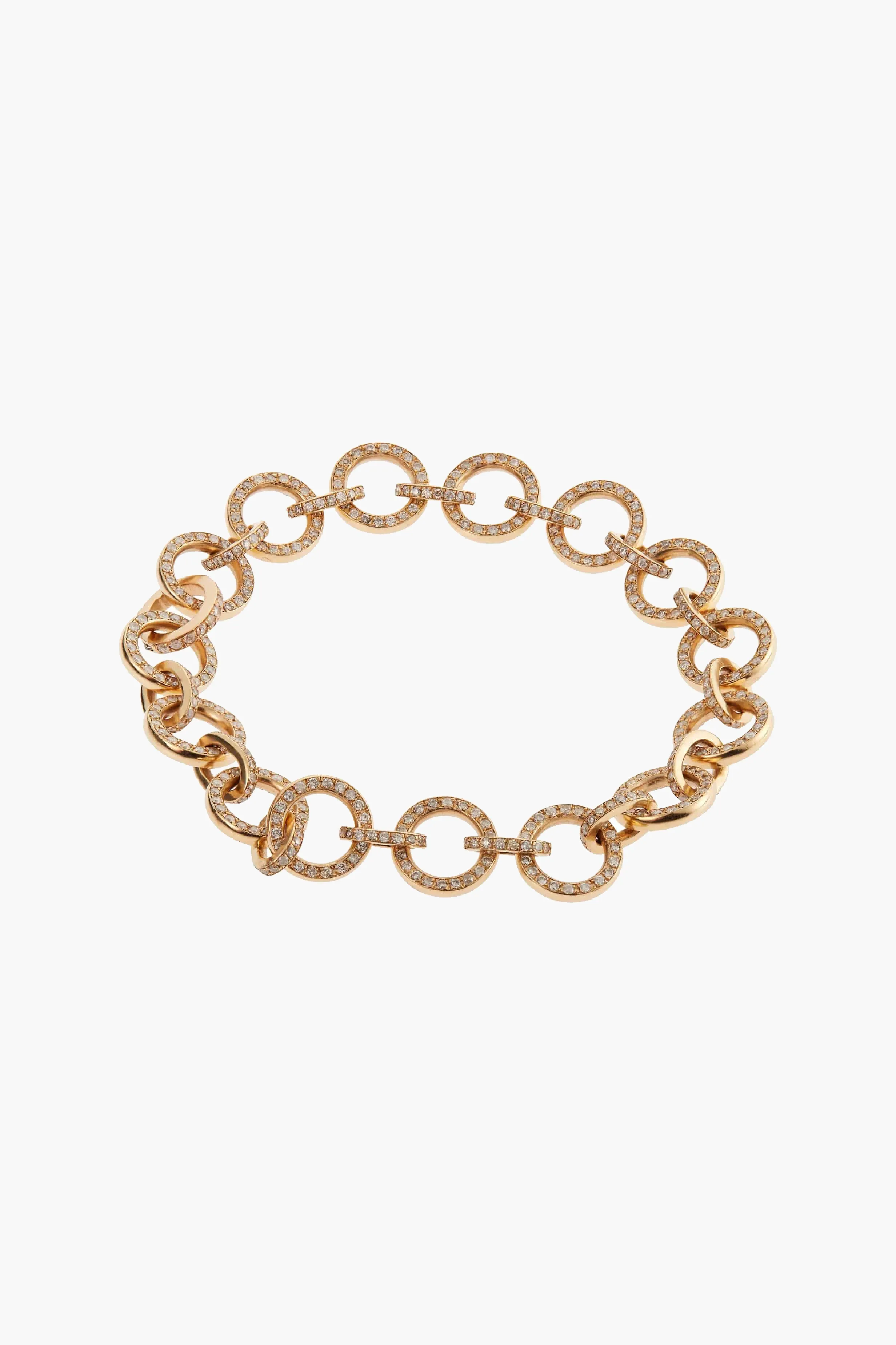18K Yellow Gold Round Link Diamond Bracelet