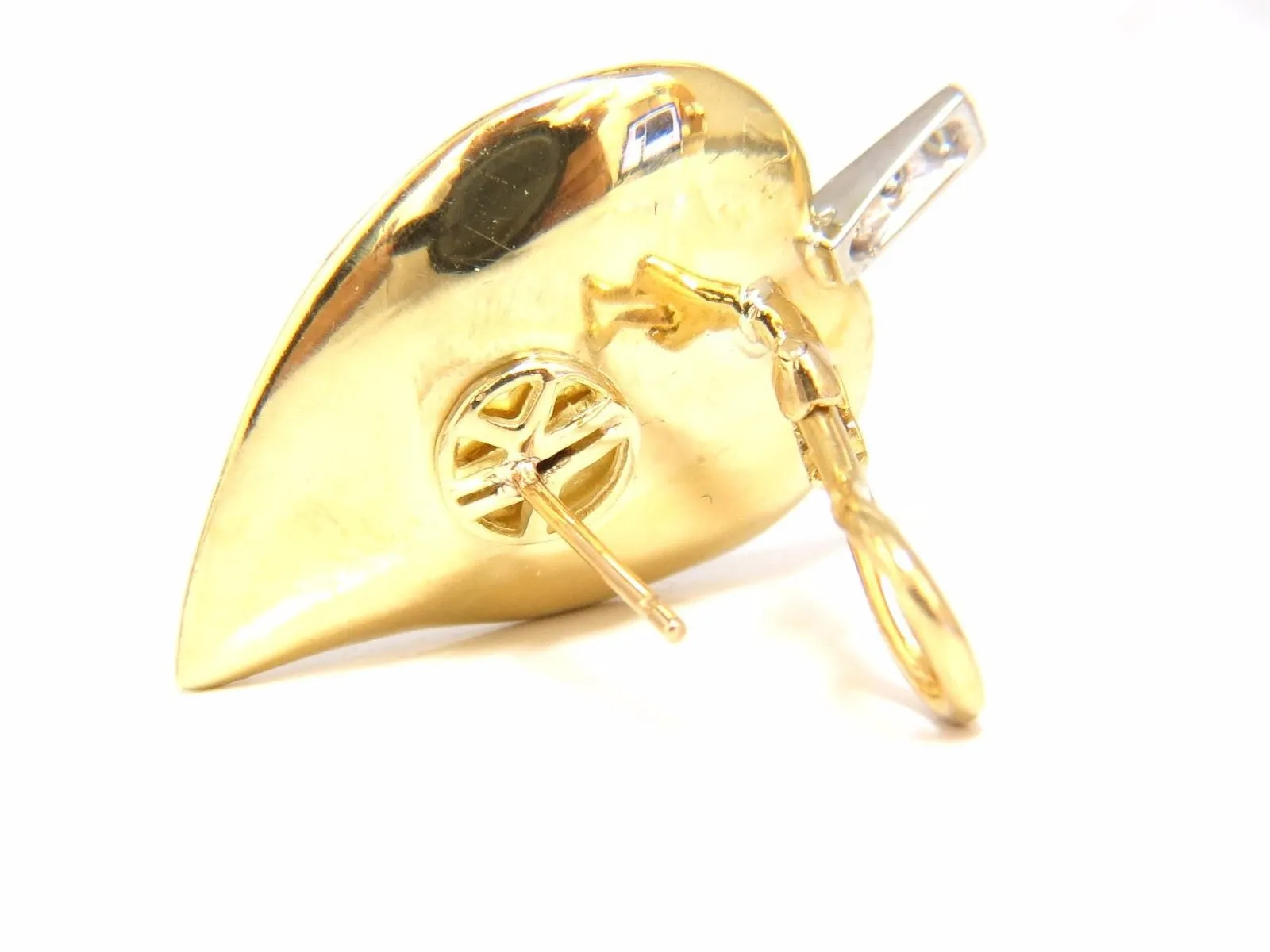 18kt .25ct diamonds matrix quartz rough slice leaf earrings omega 3d
