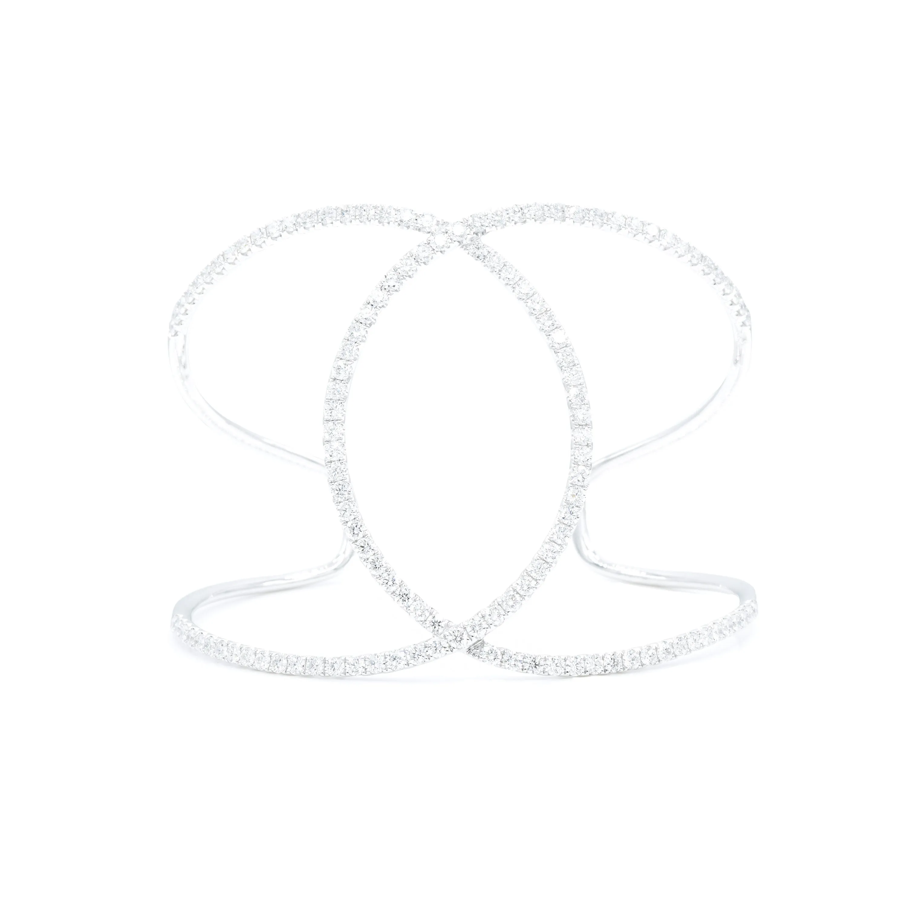 18kt White Gold Diamond Double Circle Bangle