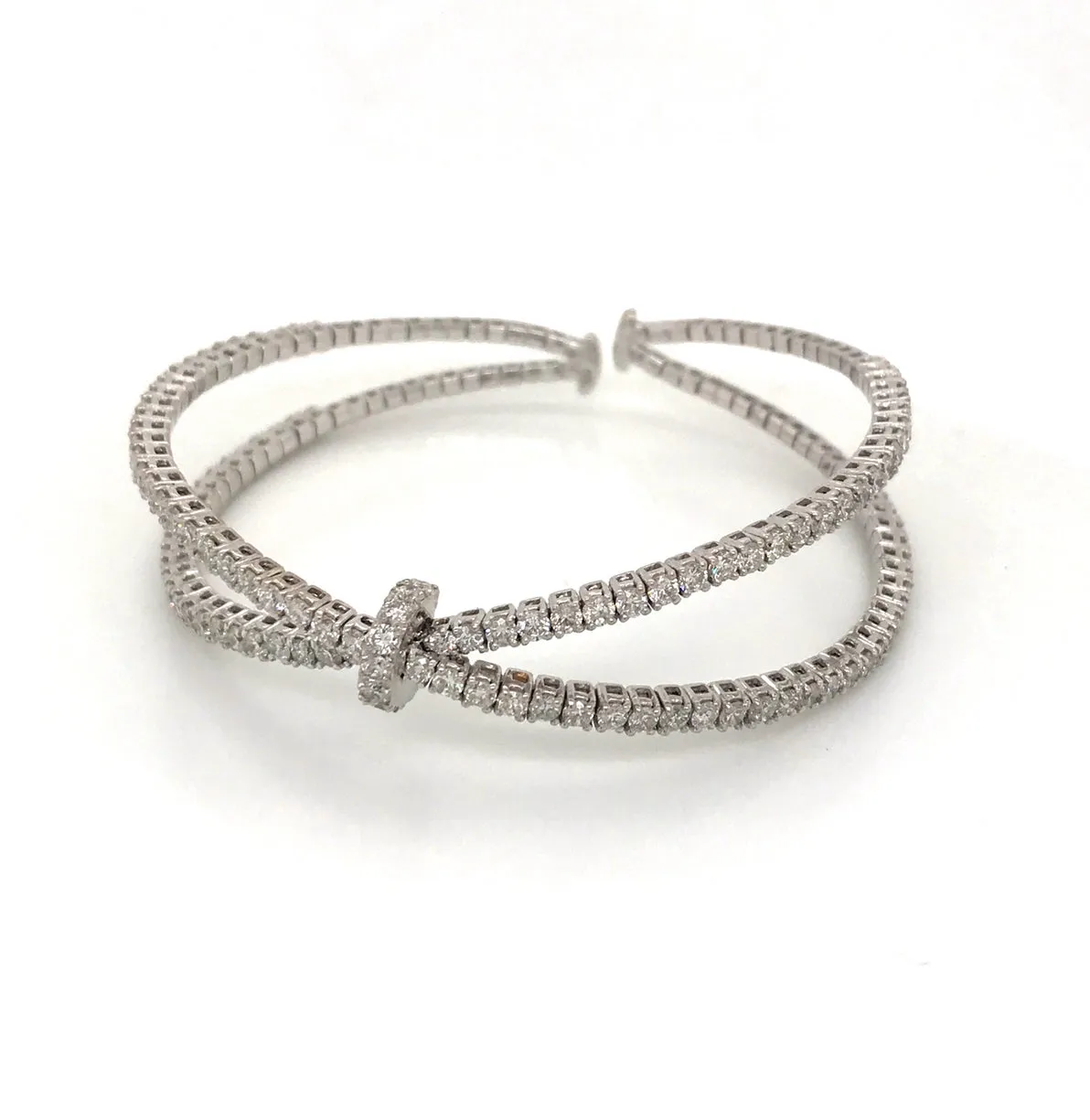 18kt White Gold Flexible Diamond Bangle