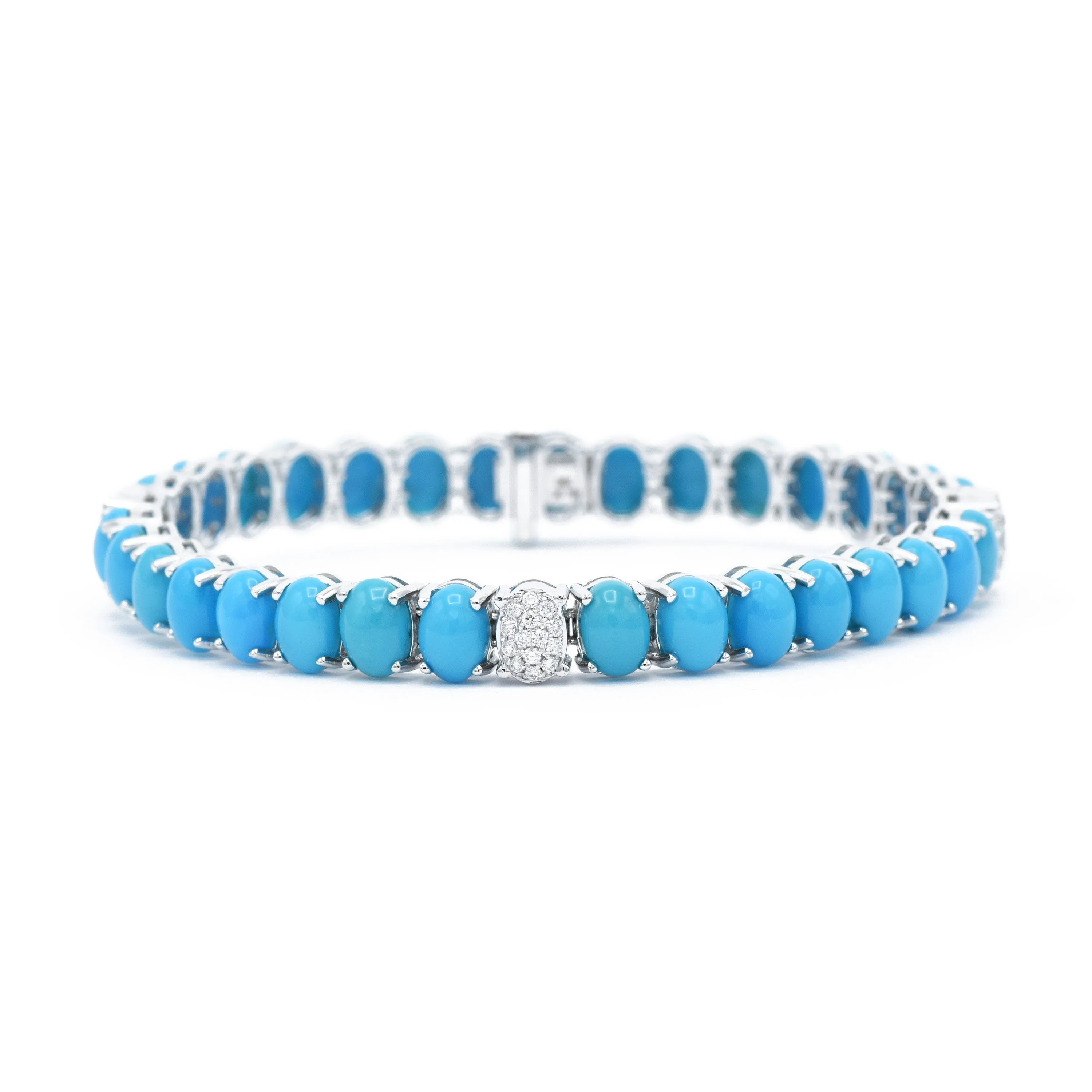 18kt White Gold Natural Turquoise Bracelet