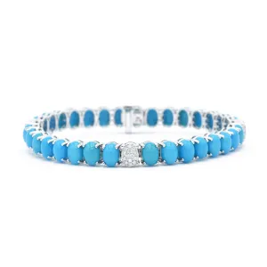 18kt White Gold Natural Turquoise Bracelet