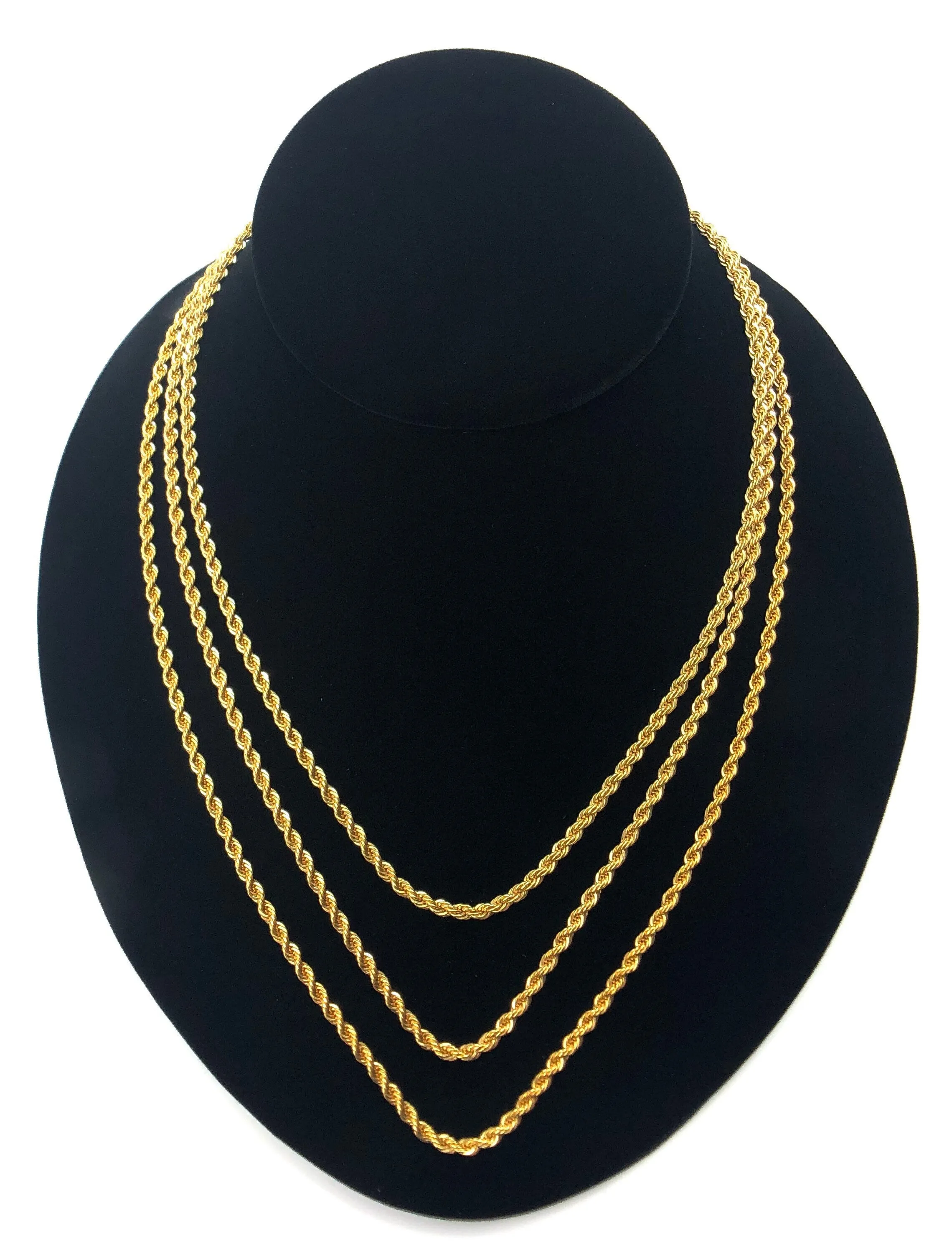 18", 20", 22" 14K Gold Fill French Rope Chain Necklaces, 3mm