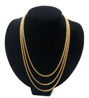 18", 20", 22" 14K Gold Fill French Rope Chain Necklaces, 3mm
