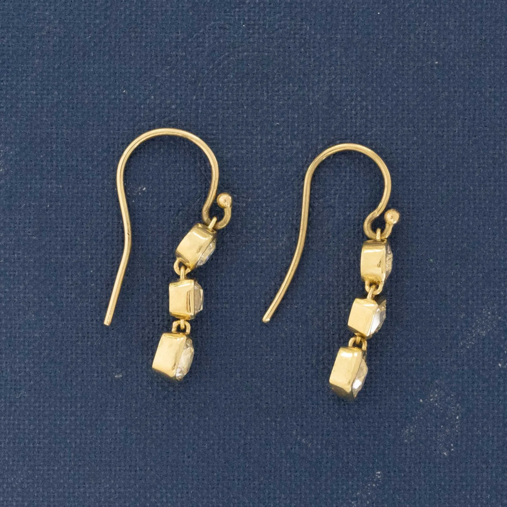 1.90ctw Mixed Antique Cut Diamond Drop Bezel Earrings