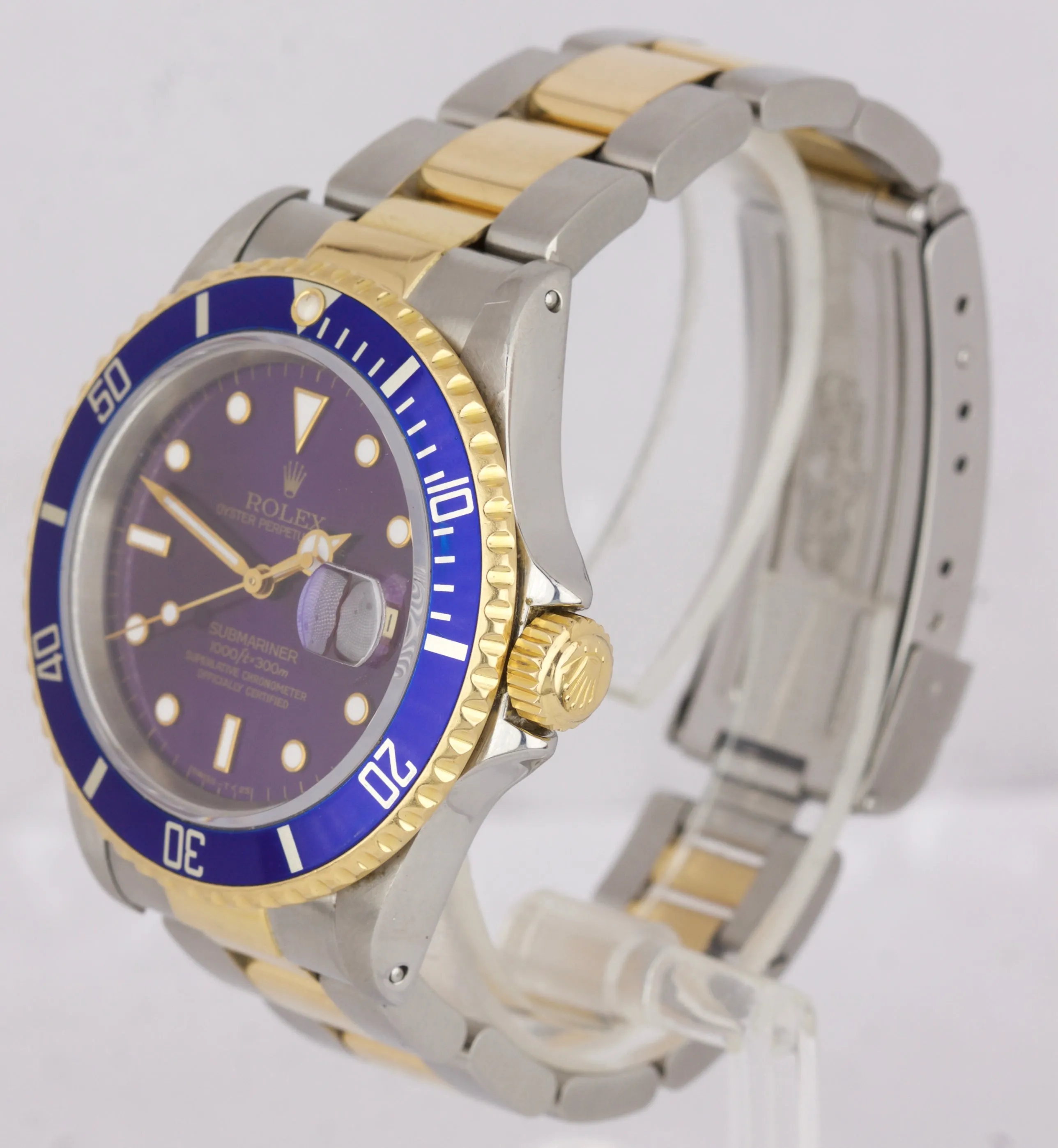 1994 PURPLE Rolex Submariner 16613 Two-Tone Gold Stainless Steel 40mm Blue Watch