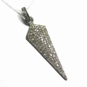 1pc Drop Pave Diamond 925 Sterling Silver Gold Vermeil Charm Pendant 53mm x 14mm