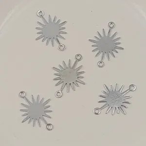 2-Hole Connector - Starburst Shaped Silver