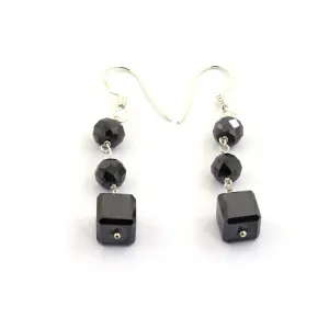 20 Cts Certified Black Diamonds Dangler Earrings in 925 Silver, Elegant Look with Great Shine