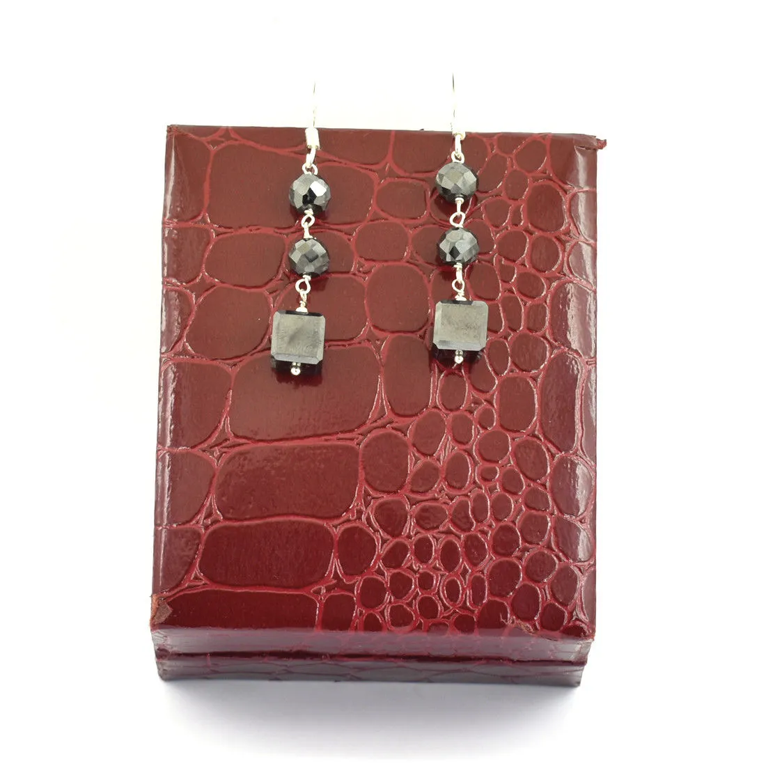 20 Cts Certified Black Diamonds Dangler Earrings in 925 Silver, Elegant Look with Great Shine