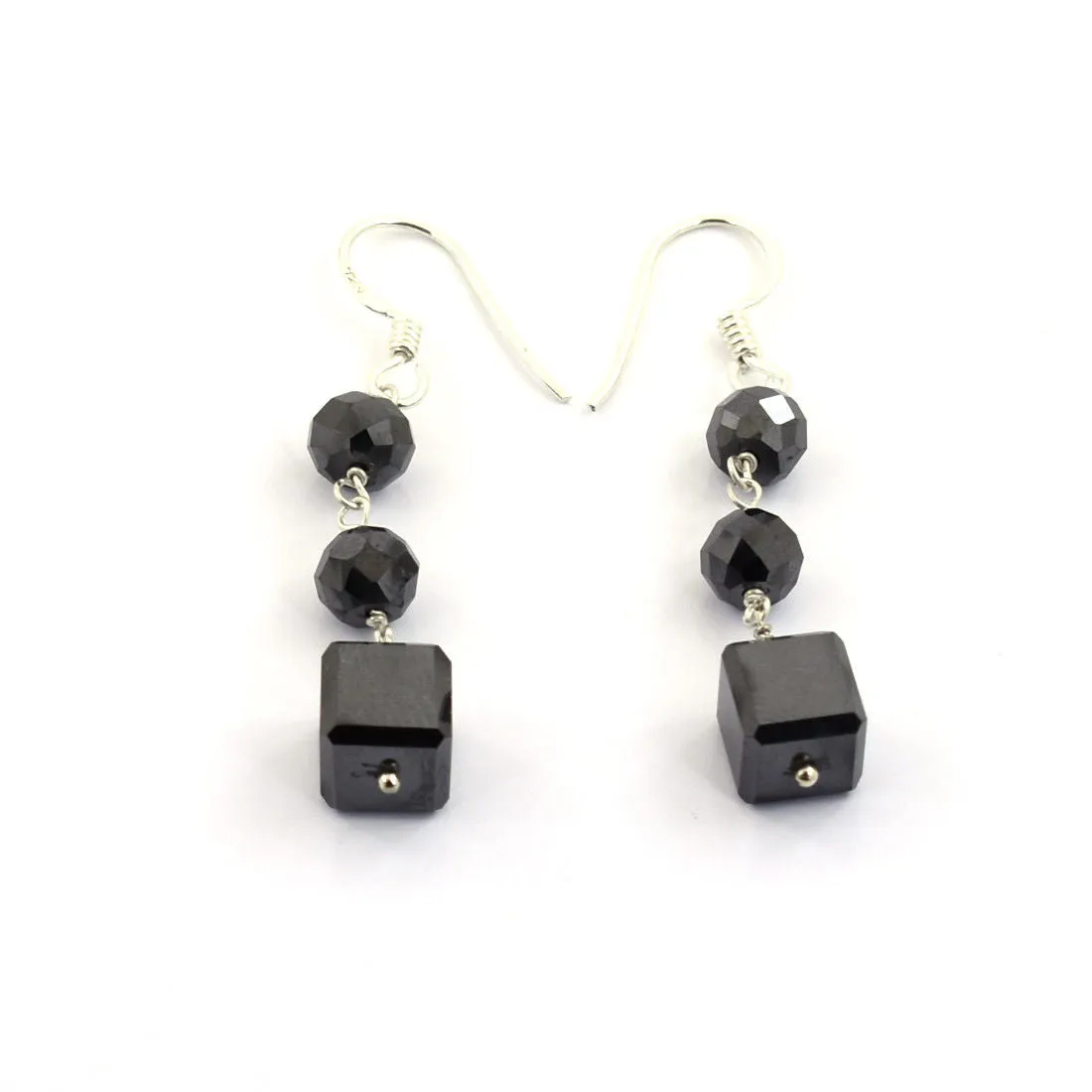 20 Cts Certified Black Diamonds Dangler Earrings in 925 Silver, Elegant Look with Great Shine