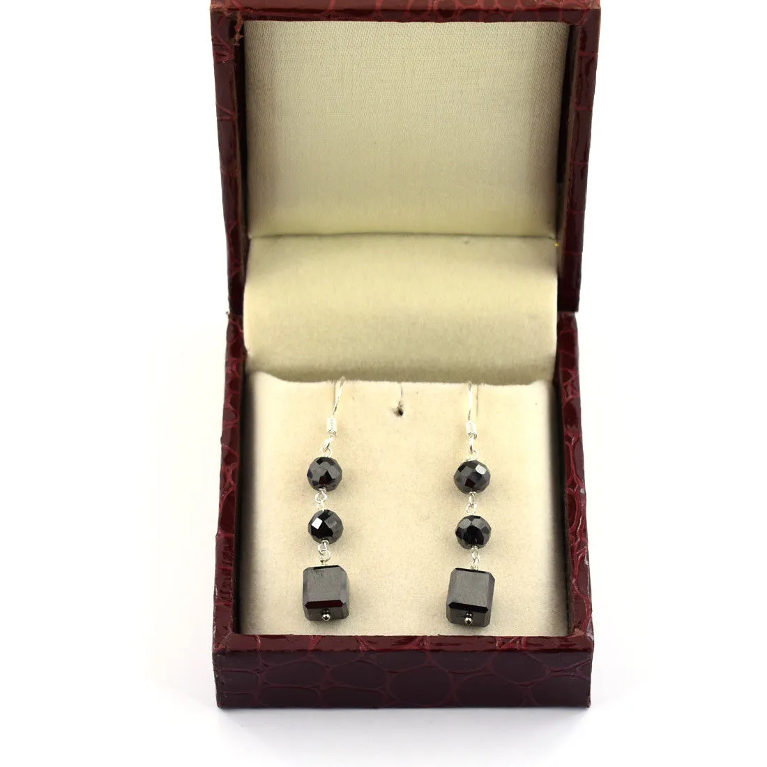 20 Cts Certified Black Diamonds Dangler Earrings in 925 Silver, Elegant Look with Great Shine