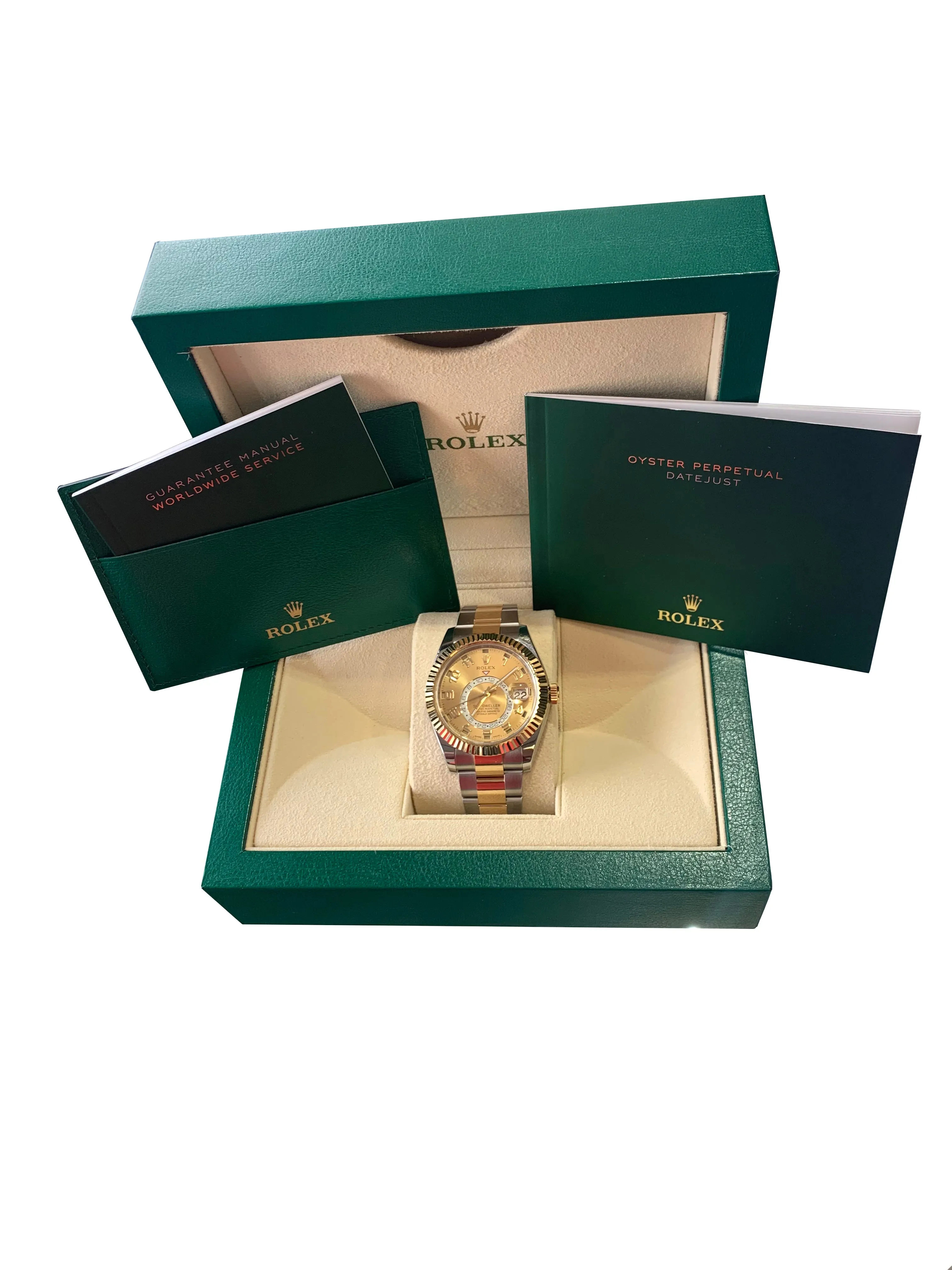 2019 Rolex Sky-Dweller 326933 Champagne 18K Two Tone Gold Stainless 42mm Watch