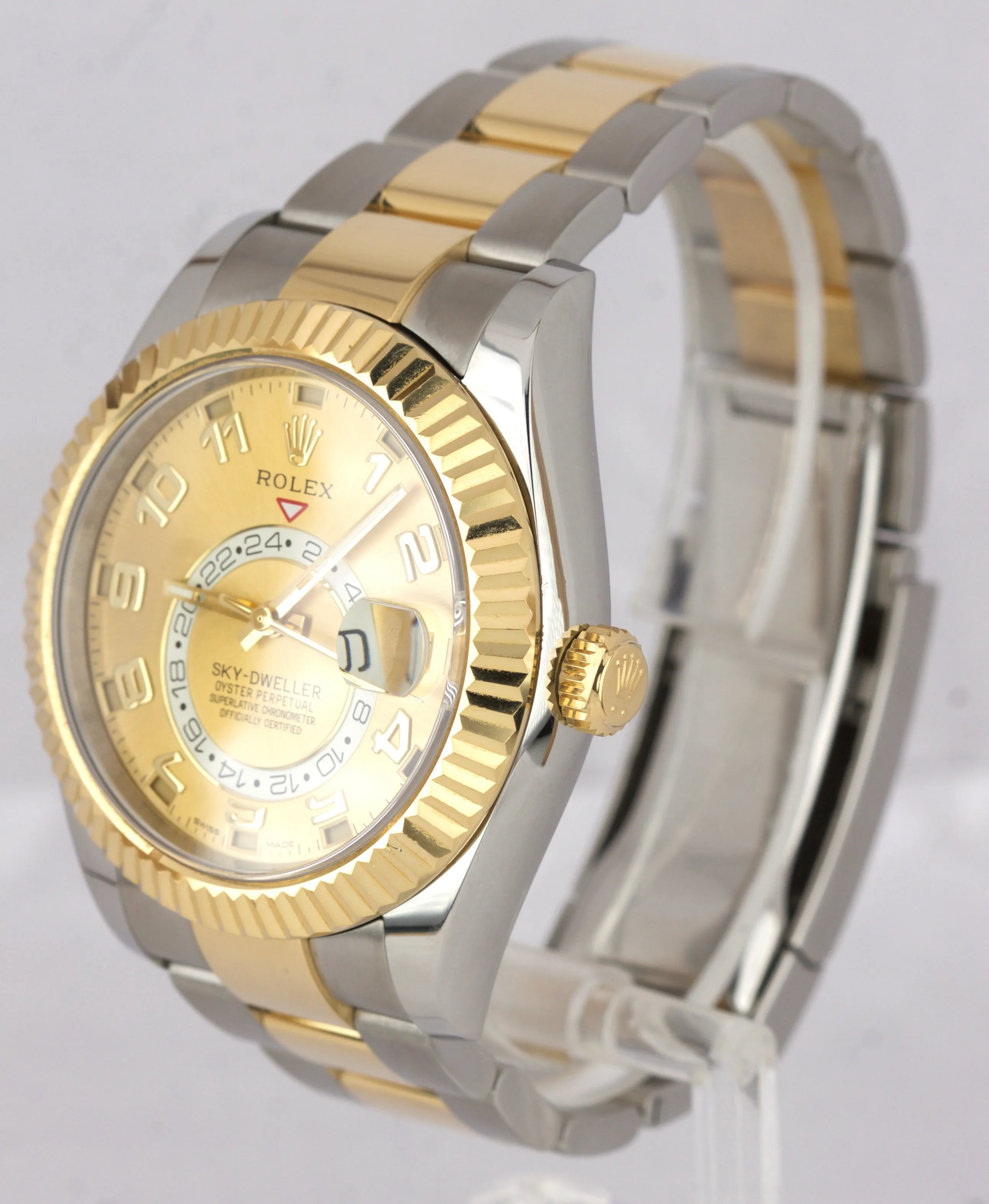 2019 Rolex Sky-Dweller 326933 Champagne 18K Two Tone Gold Stainless 42mm Watch