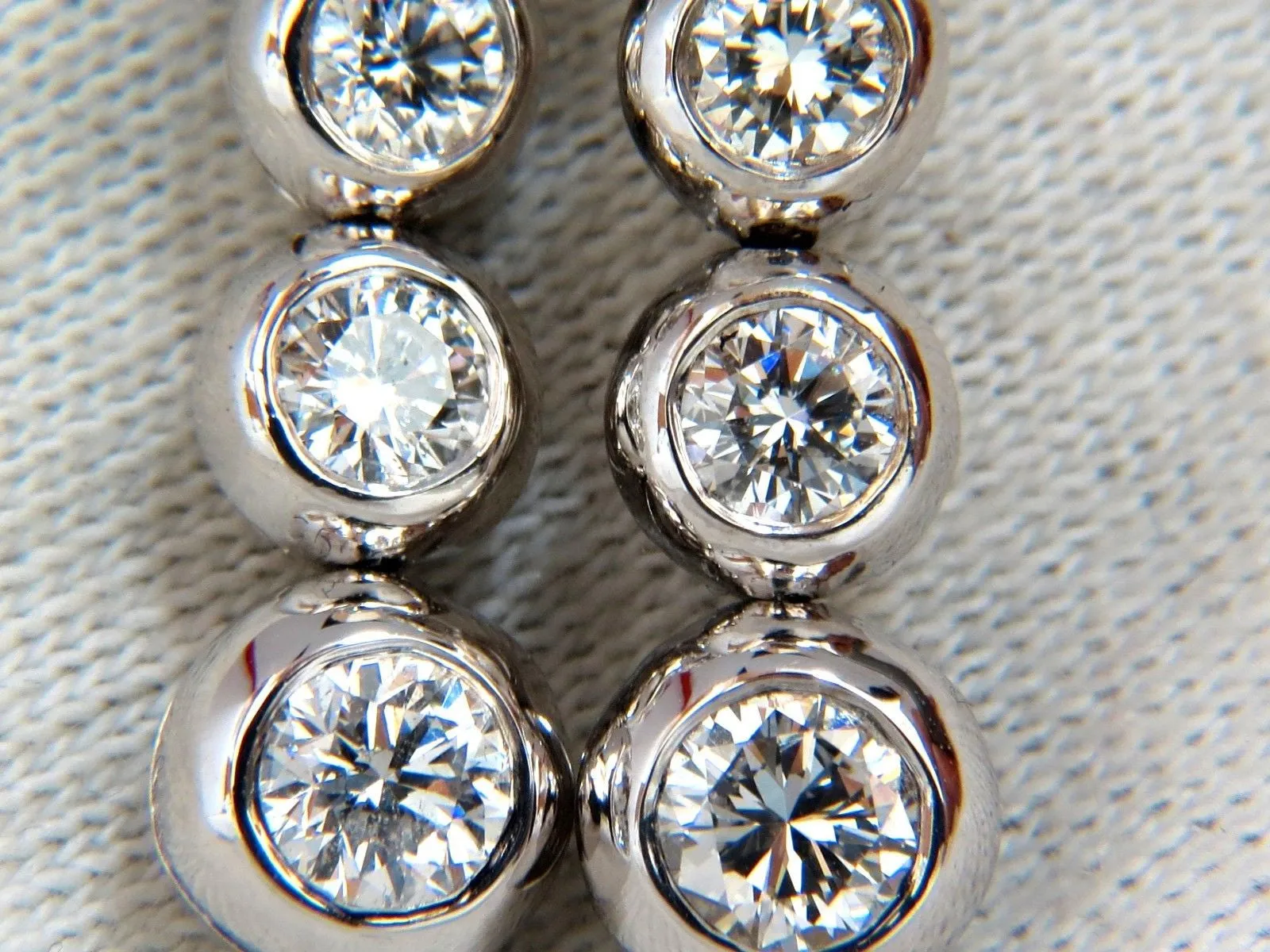 2.04ct NATURAL ROUND DIAMONDS BEZEL FLUSH 5 TIER DANGLE EARRINGS JAZZ
