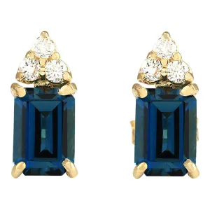 2.15 Carat Natural Topaz 14K Yellow Gold Diamond Earrings
