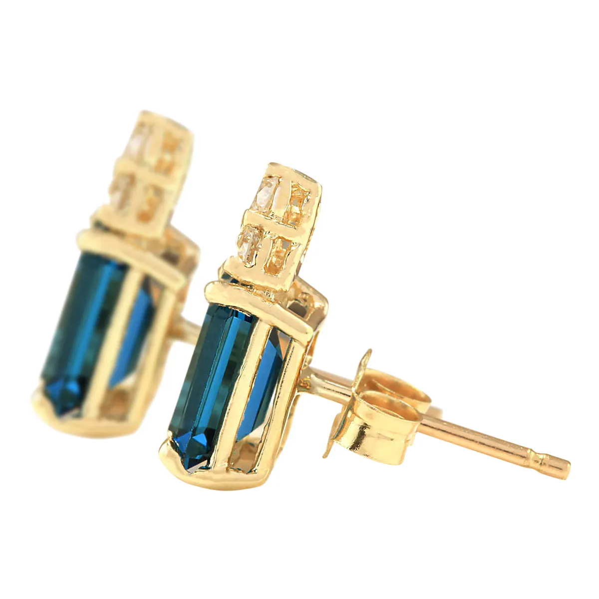 2.15 Carat Natural Topaz 14K Yellow Gold Diamond Earrings