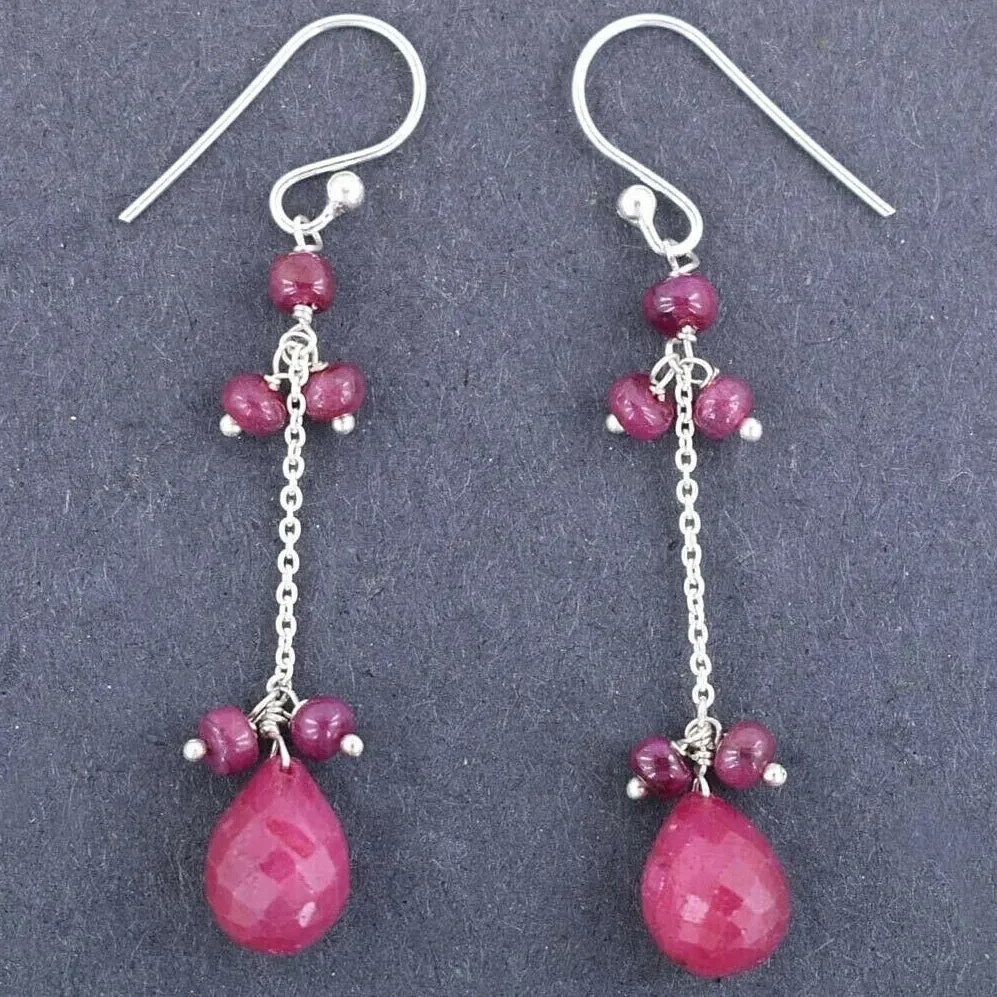 22.35 Cts African Ruby Gemstone Designer Earrings For Women's Gift