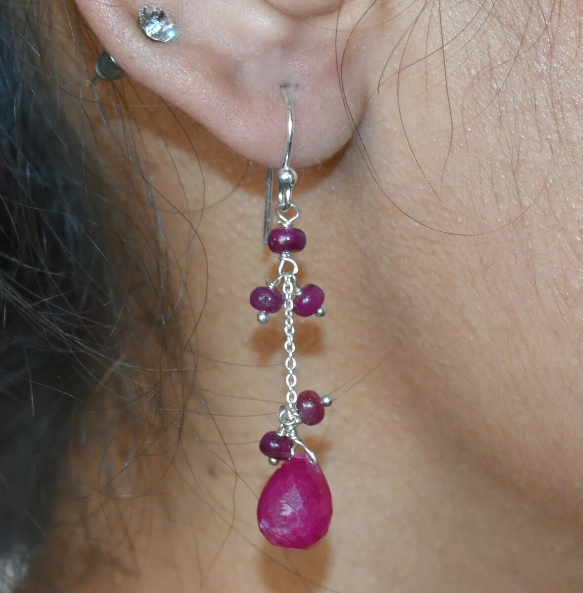 22.35 Cts African Ruby Gemstone Designer Earrings For Women's Gift