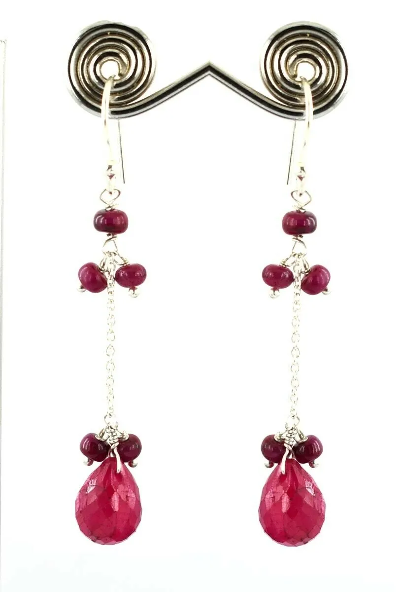 22.35 Cts African Ruby Gemstone Designer Earrings For Women's Gift
