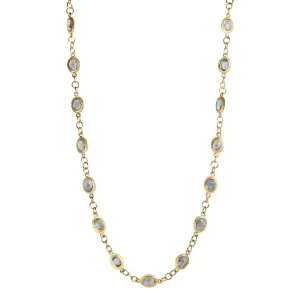 22K Gold Bezel-Set Oval Blue Sapphire Necklace