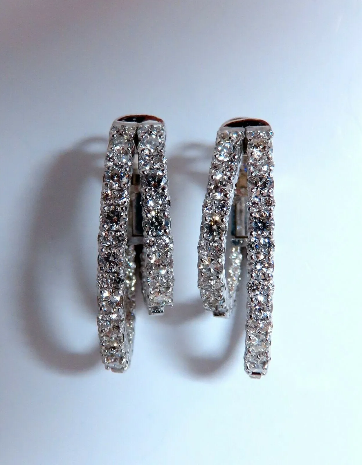 2.34ct Natural Double Hoop Diamond Earrings 14kt