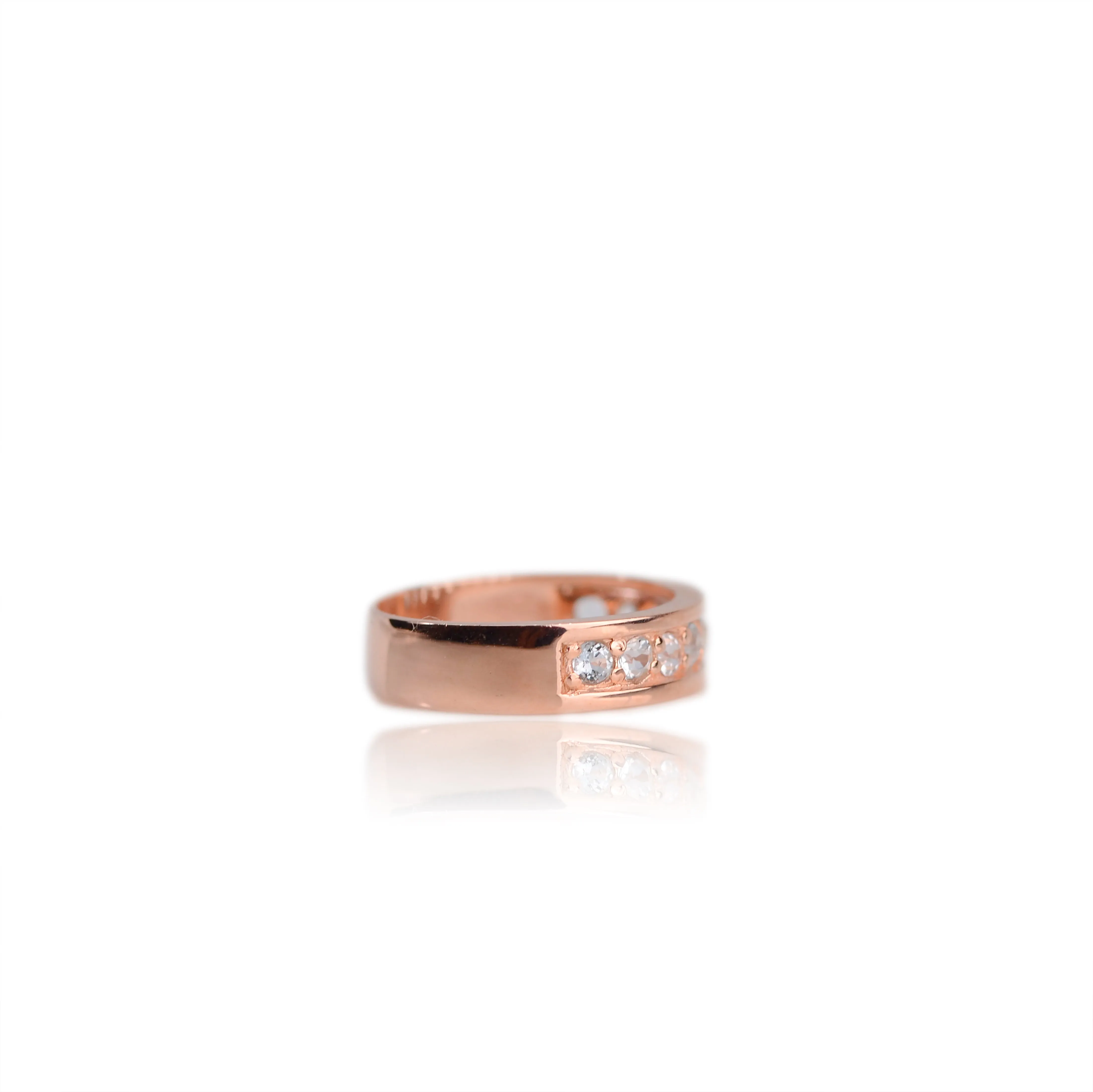 2.5 mm. Round Cut Sky Blue Brazilian Topaz Half Eternity Ring