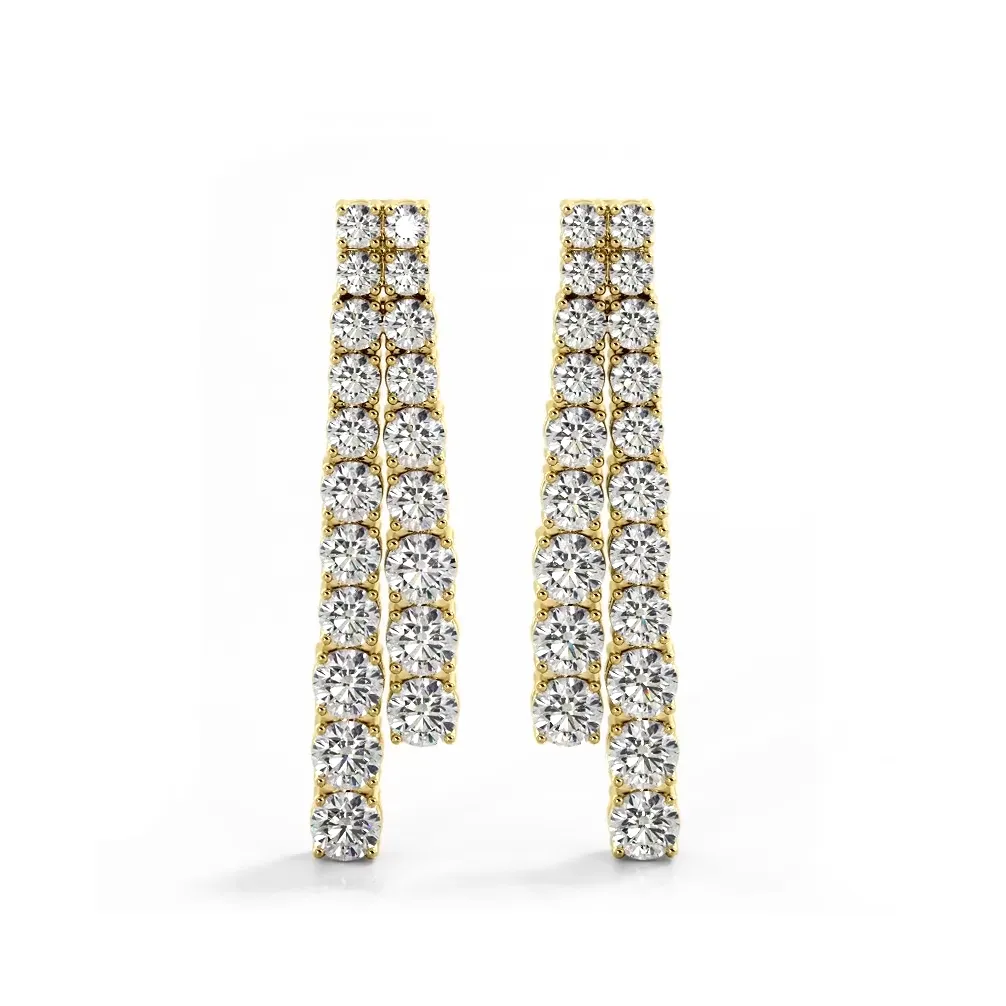 2.50 ctw. Graduated Round Diamond Two Row Drop Earrings