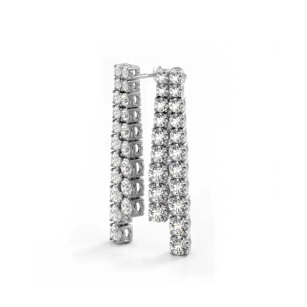 2.50 ctw. Graduated Round Diamond Two Row Drop Earrings
