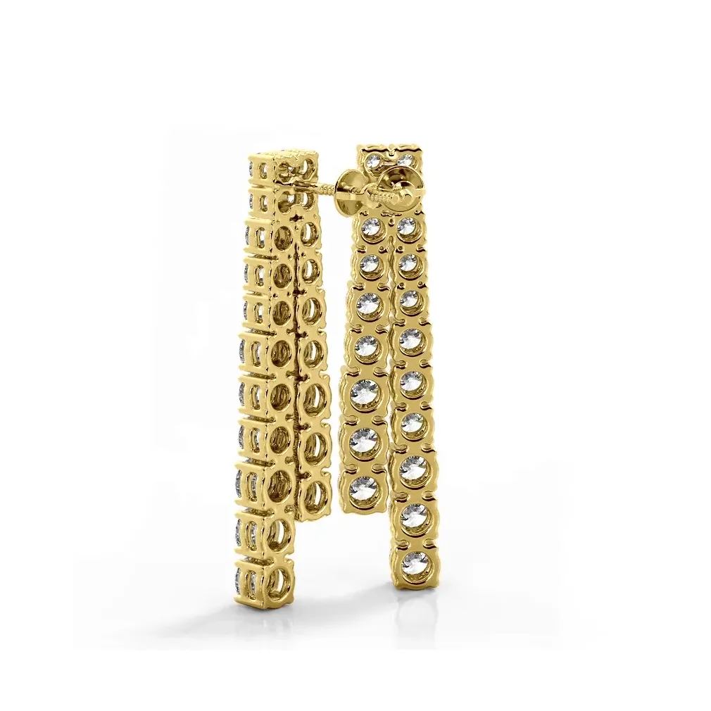 2.50 ctw. Graduated Round Diamond Two Row Drop Earrings