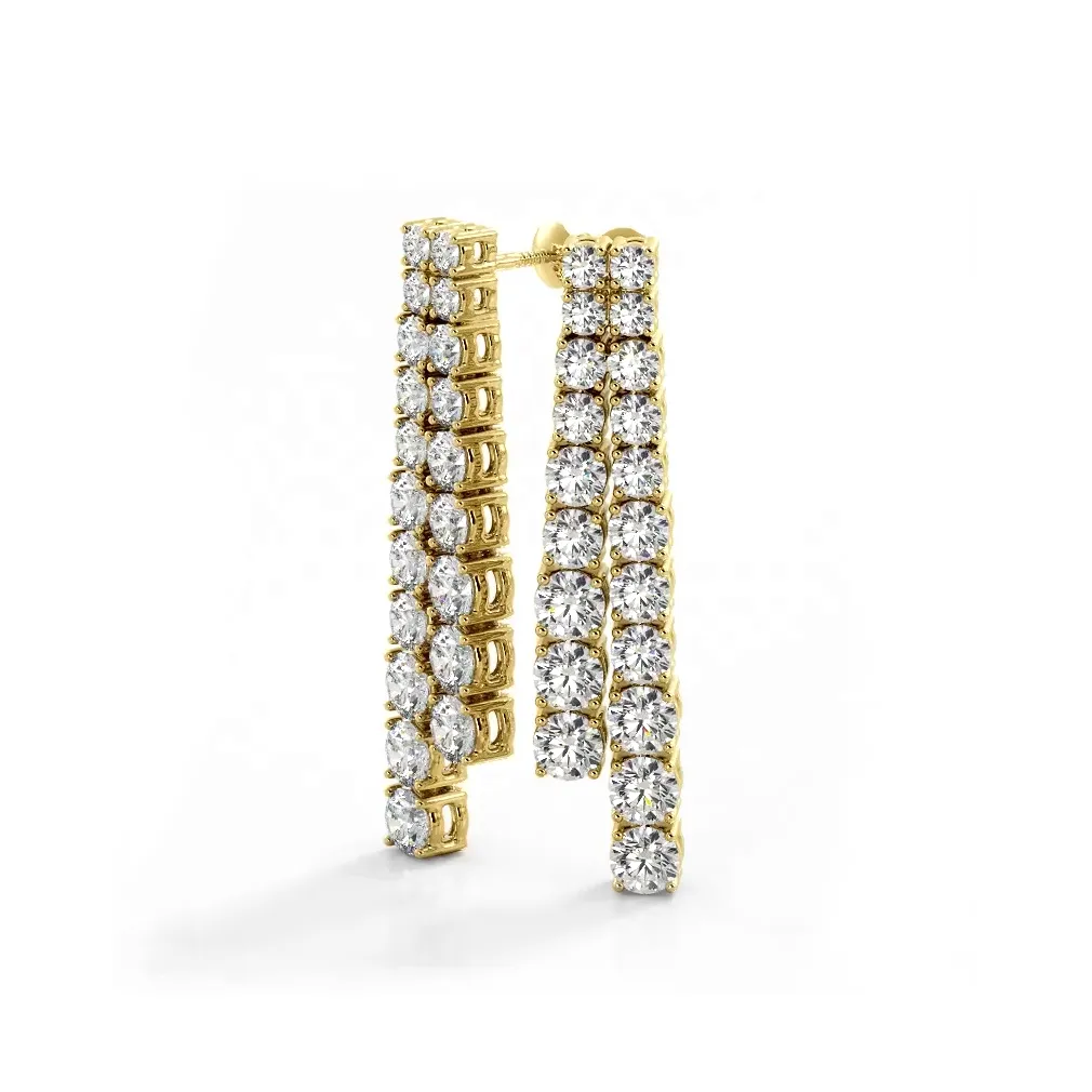 2.50 ctw. Graduated Round Diamond Two Row Drop Earrings