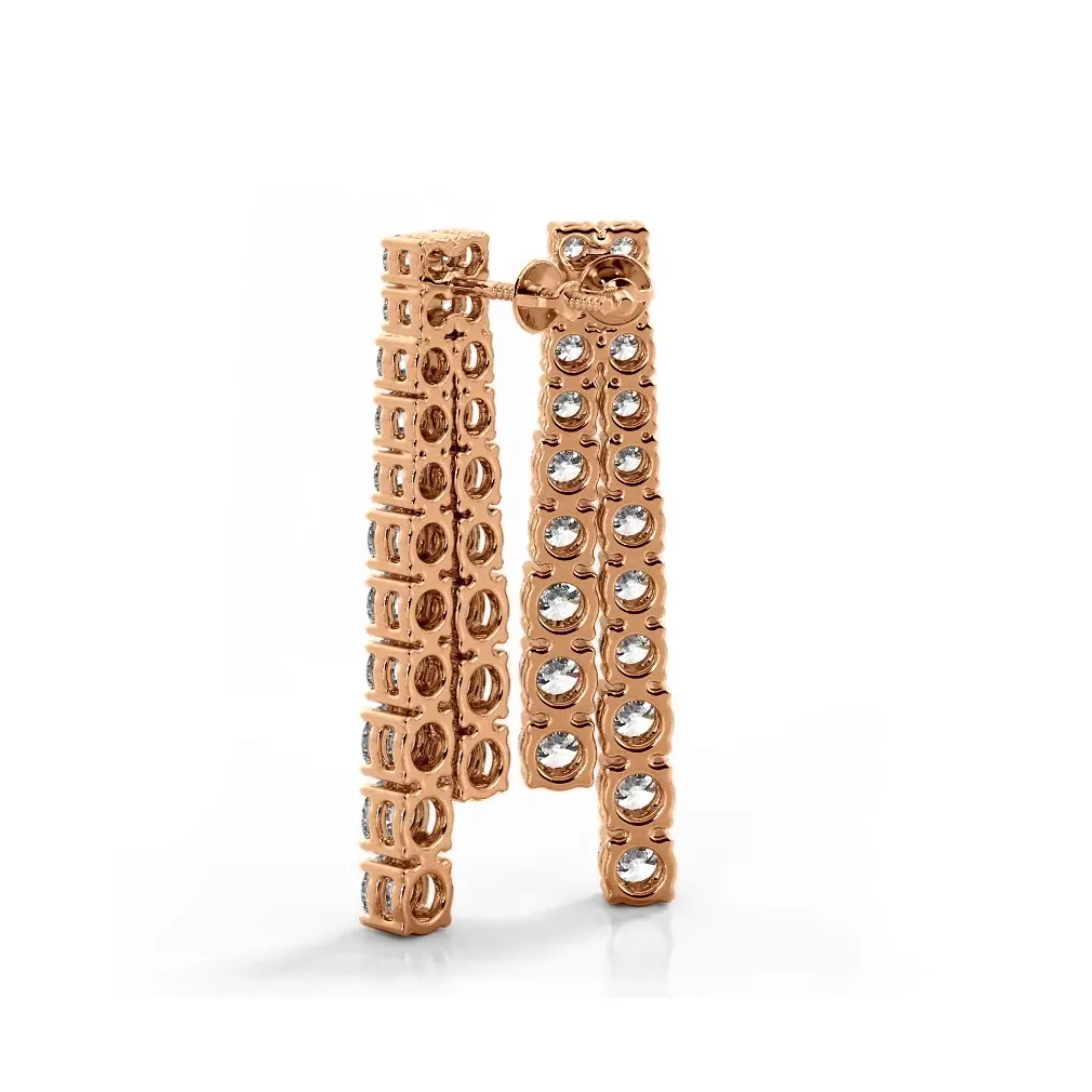 2.50 ctw. Graduated Round Diamond Two Row Drop Earrings