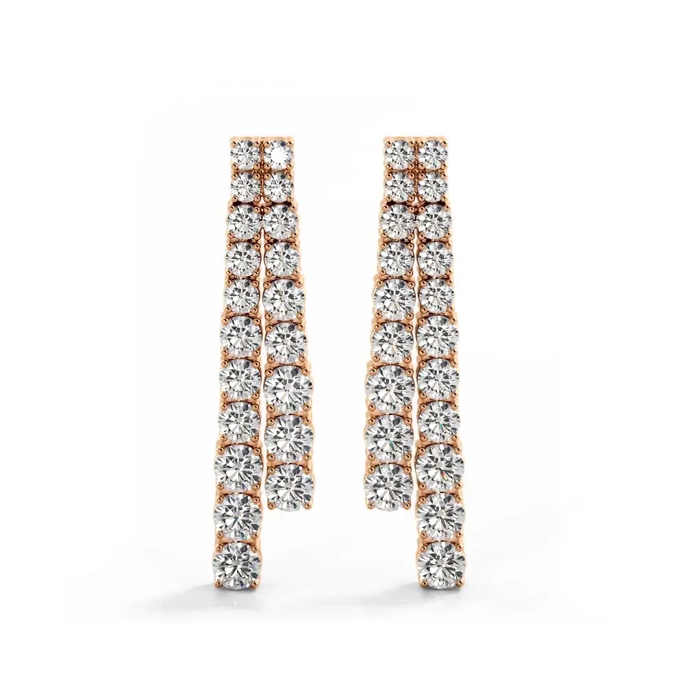 2.50 ctw. Graduated Round Diamond Two Row Drop Earrings