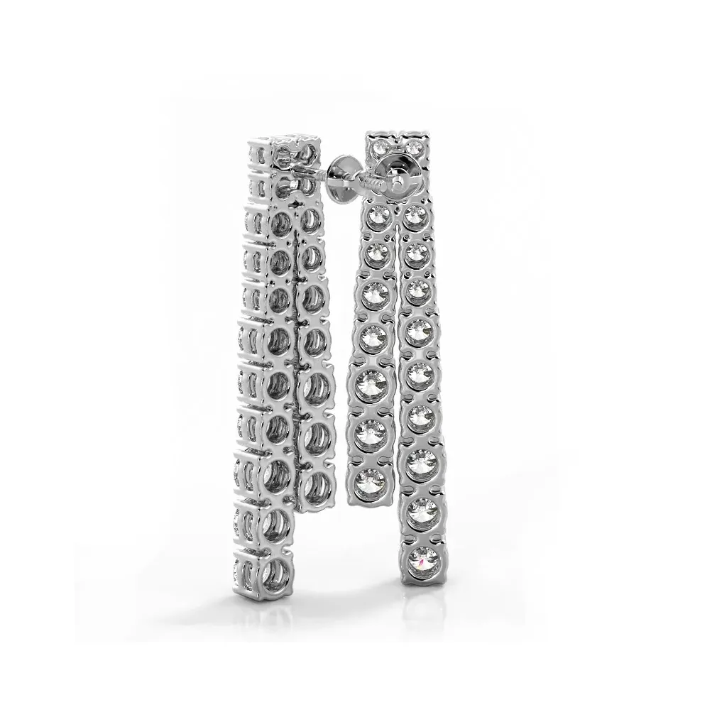 2.50 ctw. Graduated Round Diamond Two Row Drop Earrings