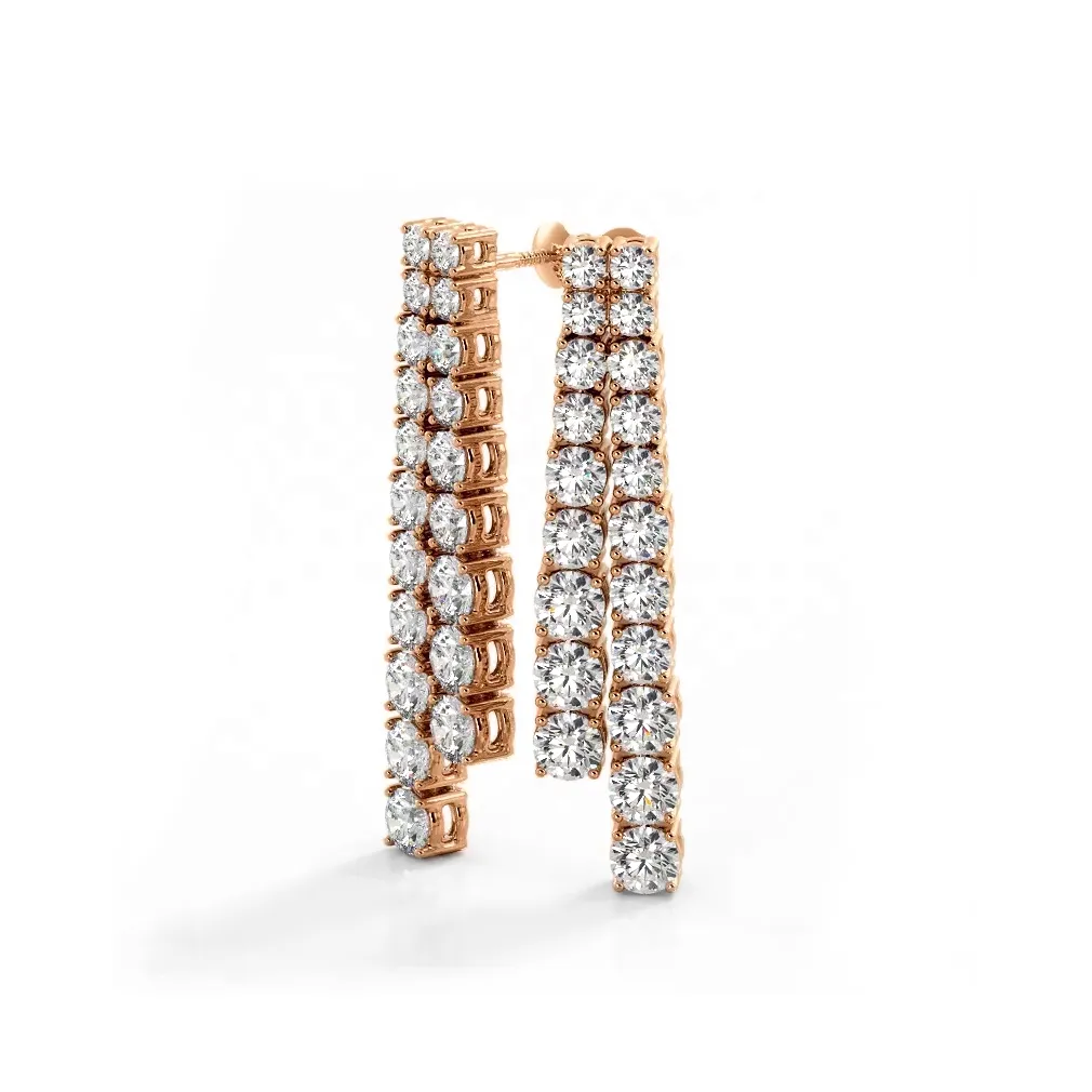 2.50 ctw. Graduated Round Diamond Two Row Drop Earrings