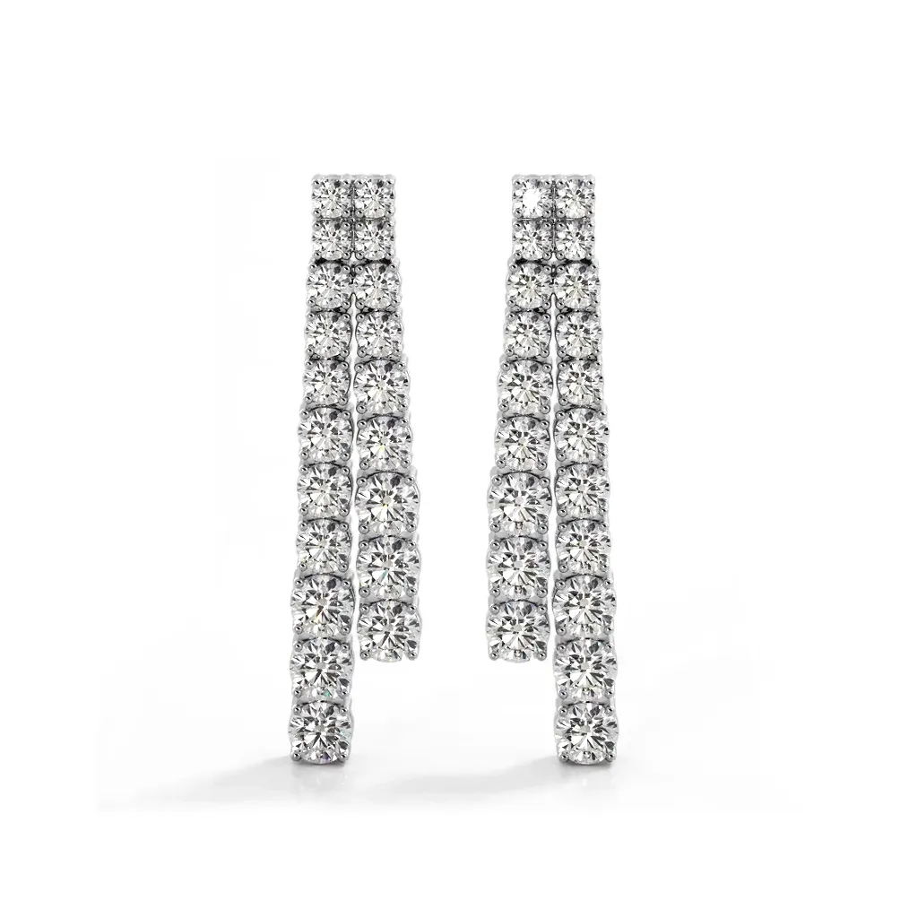 2.50 ctw. Graduated Round Diamond Two Row Drop Earrings