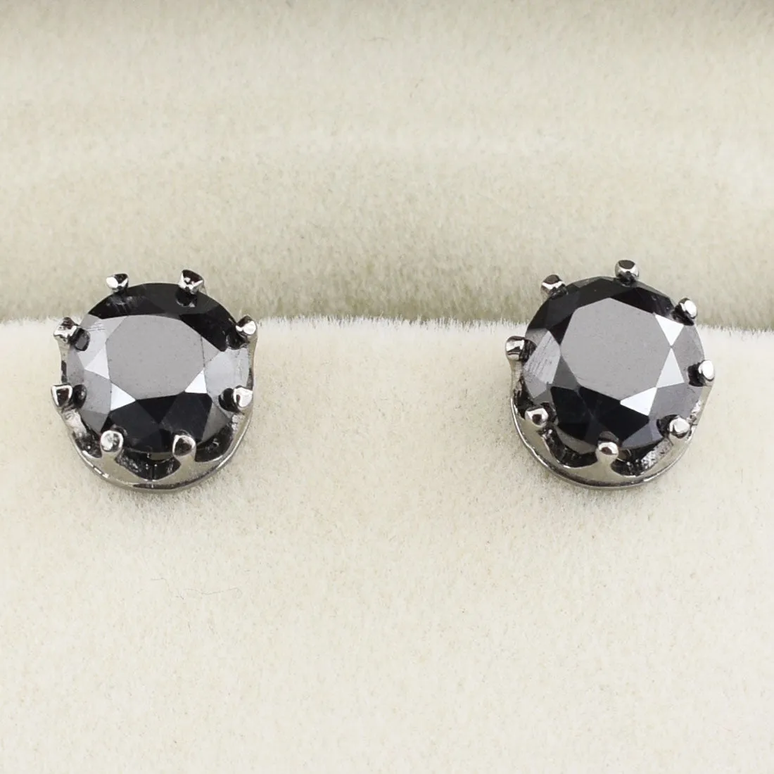 3 Ct AAA Certified Black Diamond Solitaire Studs in Prong Style. Amazing Collection & Great Look