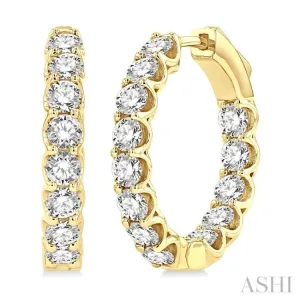 3.00 ctw Inside-Out Round Cut Diamond Hoop Earrings in 14K Yellow Gold