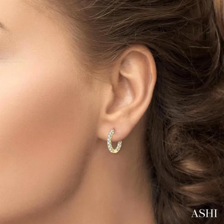3.00 ctw Inside-Out Round Cut Diamond Hoop Earrings in 14K Yellow Gold