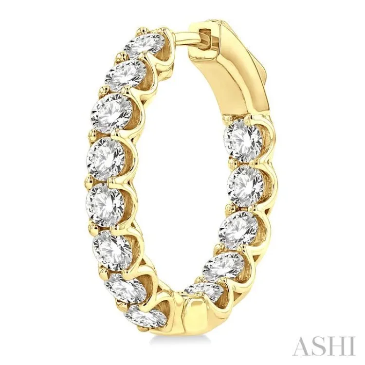 3.00 ctw Inside-Out Round Cut Diamond Hoop Earrings in 14K Yellow Gold