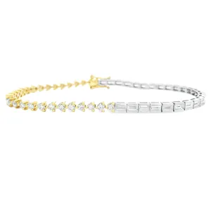 3.30ct 14k White & Yellow Gold Diamond Bracelet