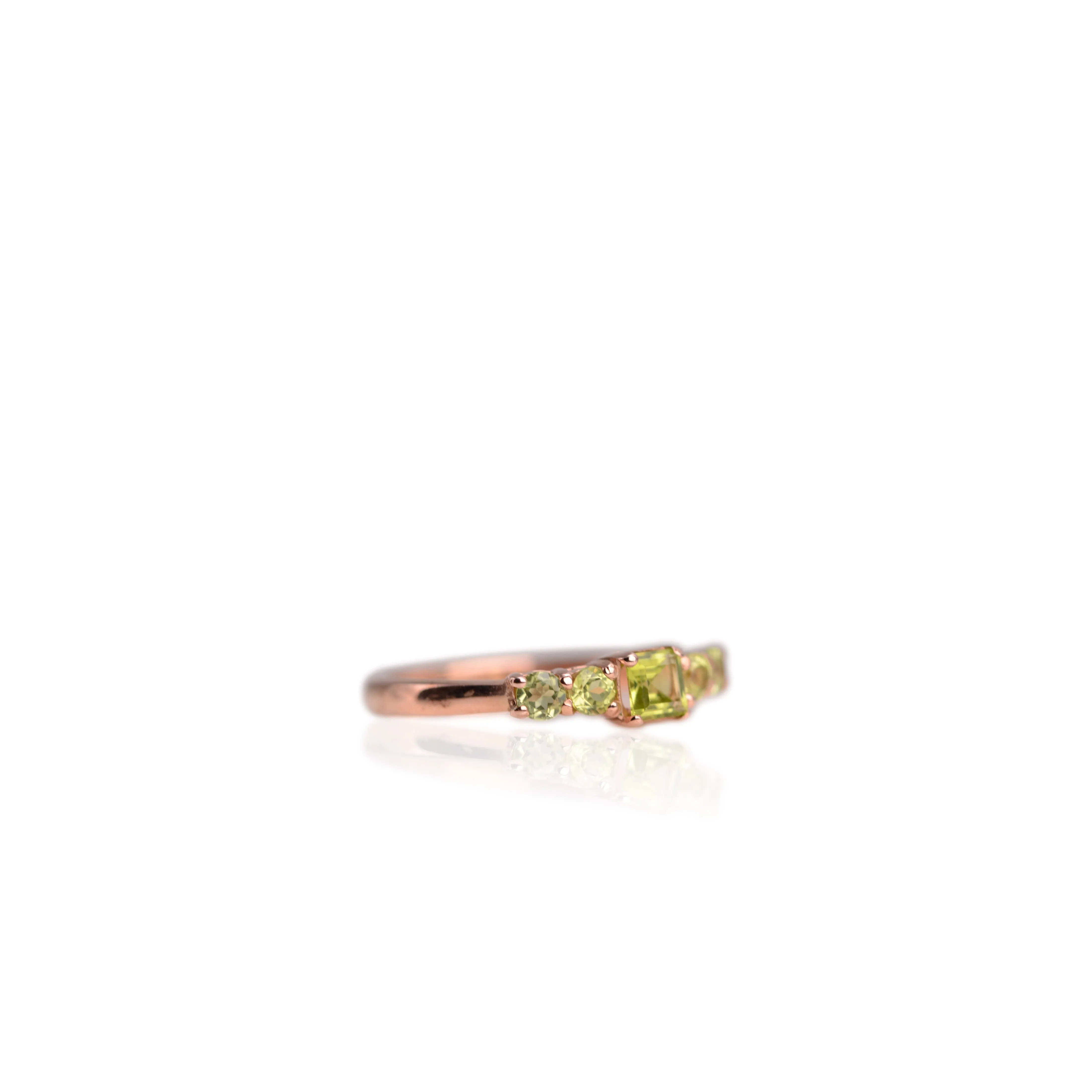 4 mm. Square Cut Green Pakistani Peridot Cluster Ring