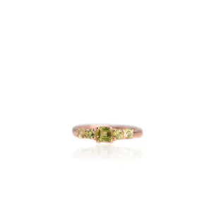 4 mm. Square Cut Green Pakistani Peridot Cluster Ring