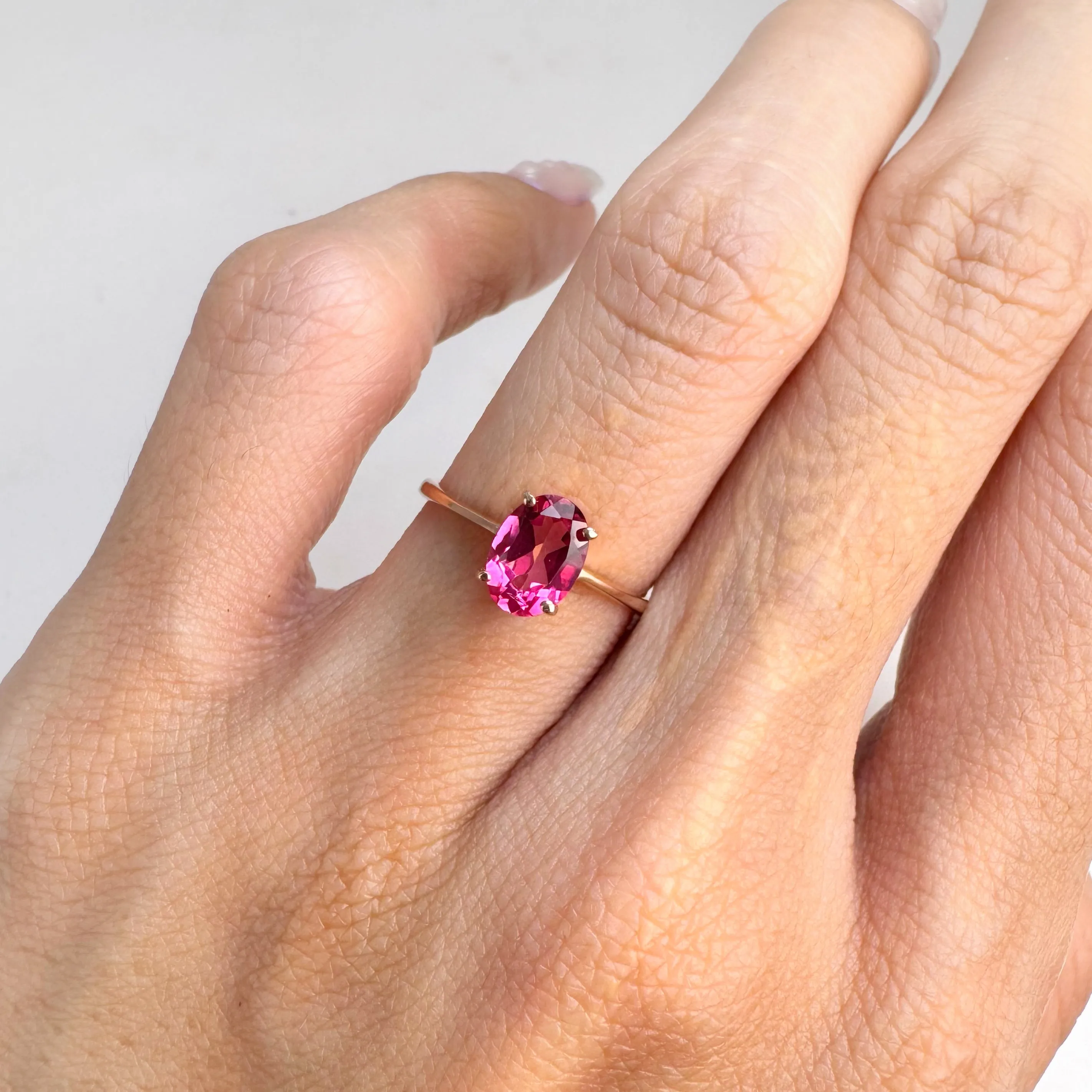 5 x 7 mm. Oval Cut Pink Brazilian Mystic Topaz Ring (Blemished)