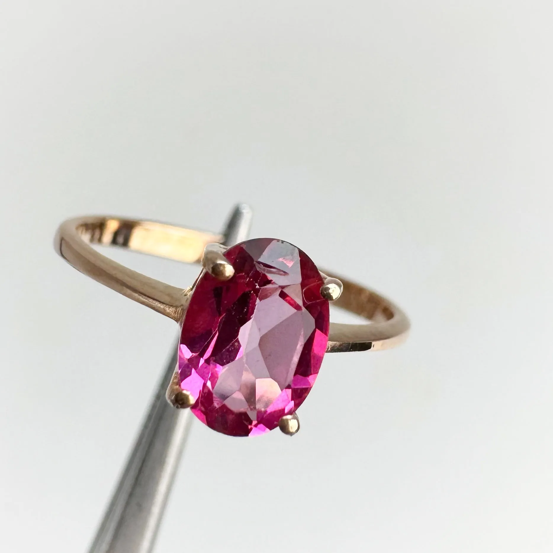 5 x 7 mm. Oval Cut Pink Brazilian Mystic Topaz Ring (Blemished)