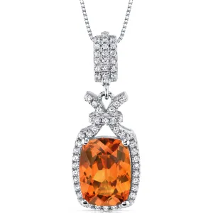 5.00 Cts Padparadscha Sapphire Pendant Sterling Silver Cushion SP10976