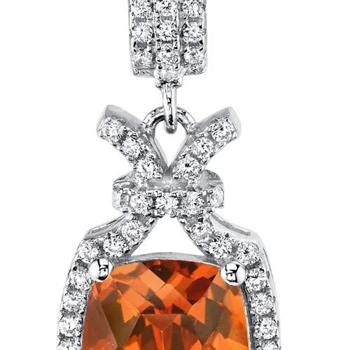 5.00 Cts Padparadscha Sapphire Pendant Sterling Silver Cushion SP10976