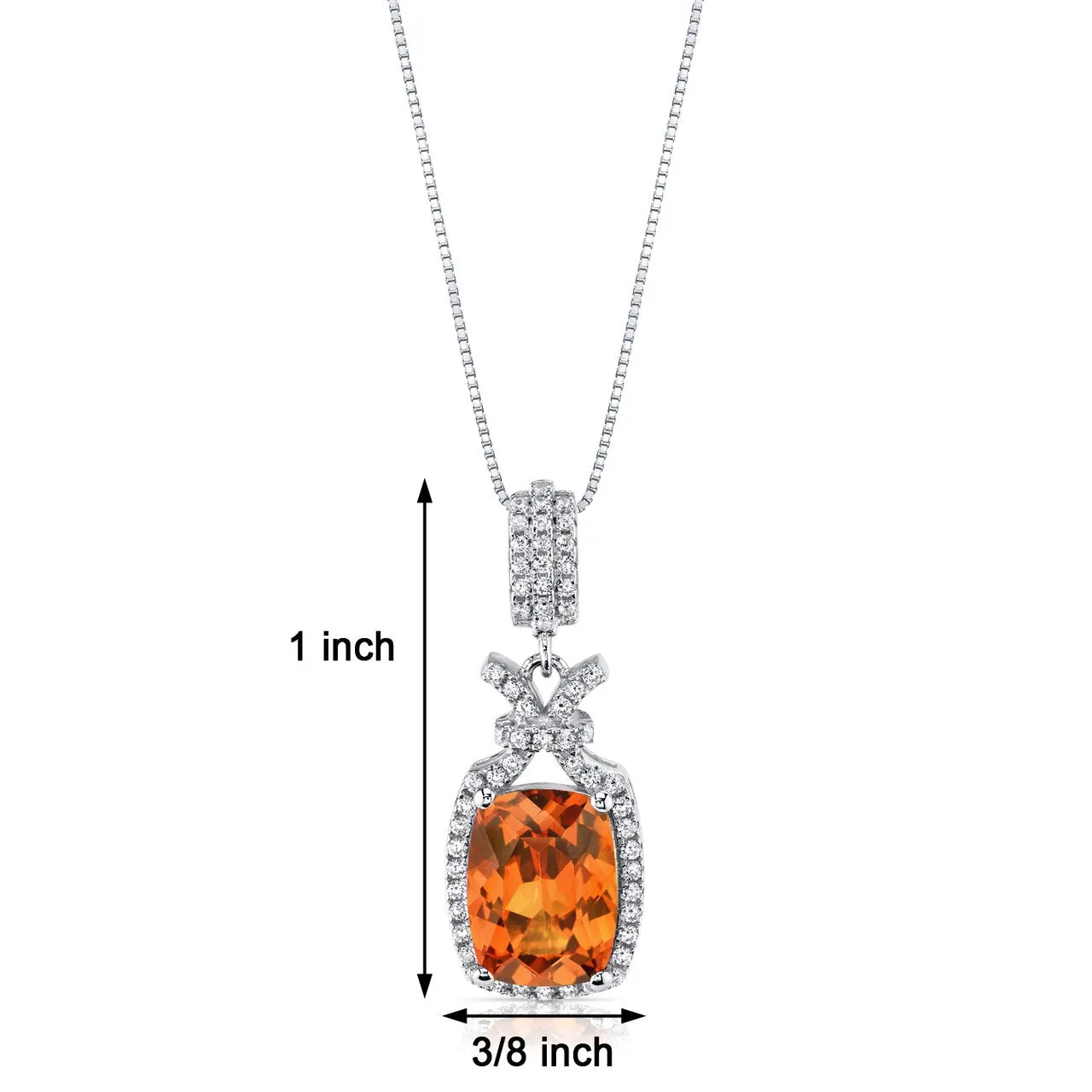 5.00 Cts Padparadscha Sapphire Pendant Sterling Silver Cushion SP10976